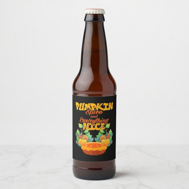 Halloween Pumpa Krydda Och Allt Gott Ölflaska Etikett (Framsida)