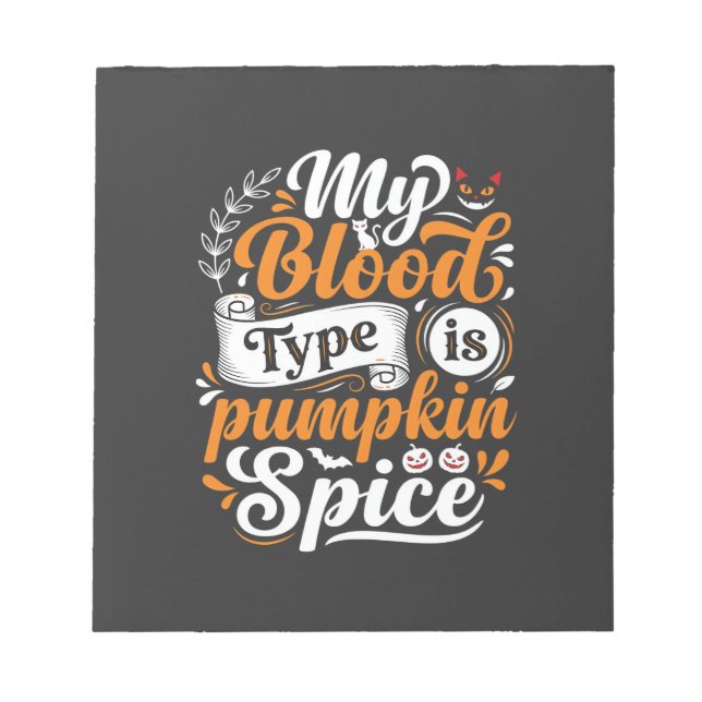 Halloween Pumpa Kryddblod Typ Retro Typografi Anteckningsblock (Framsida)