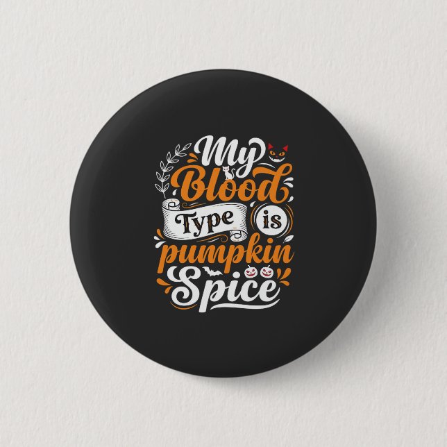 Halloween Pumpa Kryddblod Typ Retro Typografi Knapp (Framsida)
