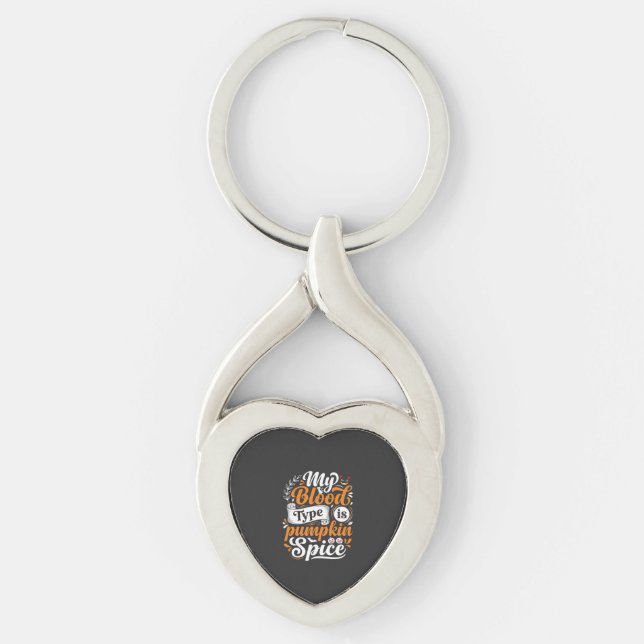 Halloween Pumpa Kryddblod Typ Retro Typografi Twisted Heart Silverfärgad Nyckelring (Framsidan)