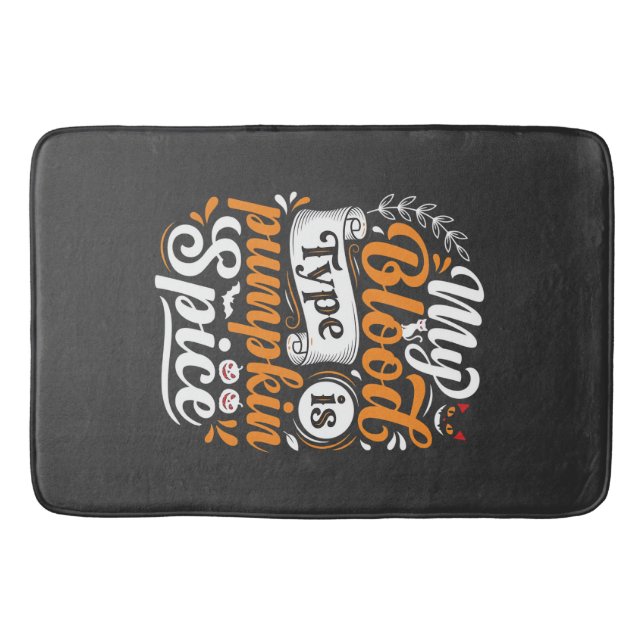 Halloween Pumpa Kryddblod Typografi Retro Badrumsmatta (Framsidan)