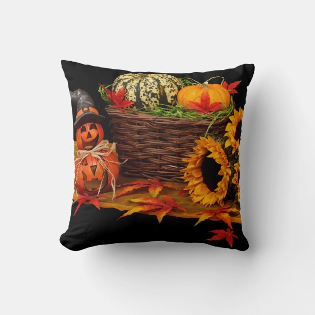 Halloween-pumpa Kudde (Framsida)