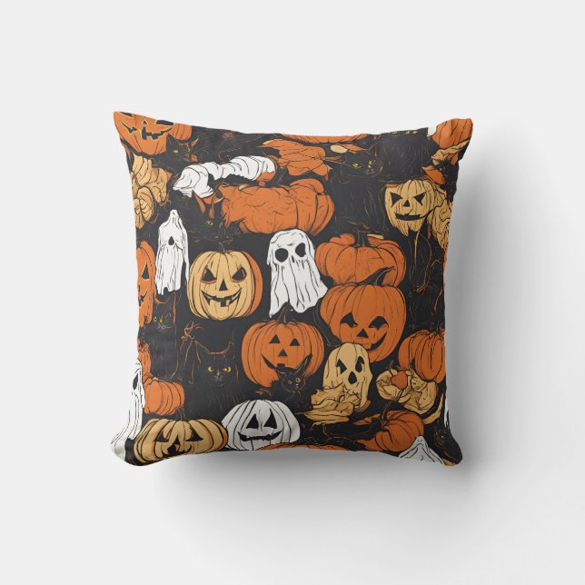 Halloween-pumpa Kudde (Framsida)