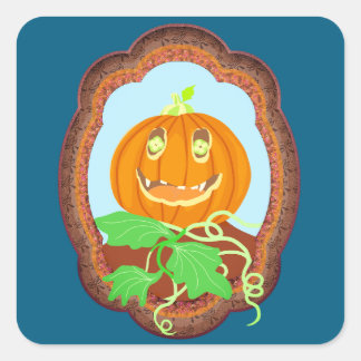 Halloween-pumpa leende infall och spöklik fyrkantigt klistermärke