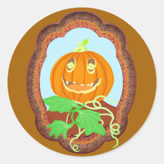 Halloween-pumpa leende infall och spöklik runt klistermärke