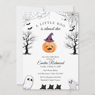Halloween Pumpa Lilla Boo Barnkalas Inbjudan