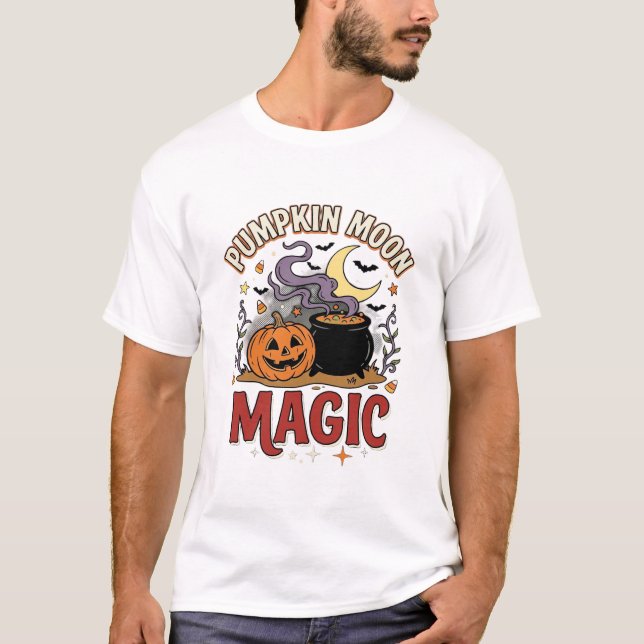 Halloween Pumpa Mån Magi T Shirt (Framsida)