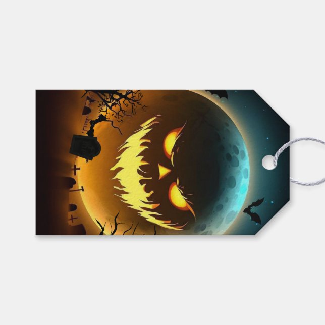 Halloween/pumpa/måne/höst Presentetikett (Framsidan (Horisontell))