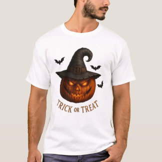 Halloween-pumpa med häxhatt Halloween-design T Shirt