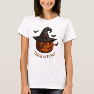 Halloween-pumpa med häxhatt Halloween-design T Shirt