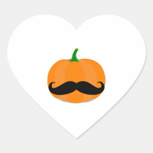 halloween-pumpa med skägg hjärtformat klistermärke