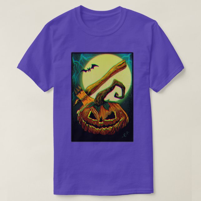 Halloween-pumpa med visuell glapp, effekt t shirt (Design framsida)