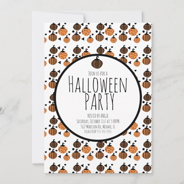 Halloween Pumpa Mönster Födelsedagsfest Event   Inbjudningar (Framsida)