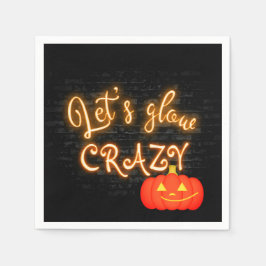 Halloween-pumpa Neon skylt på tegelvägg Pappersservett