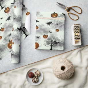 Halloween-pumpa och räv presentpapper