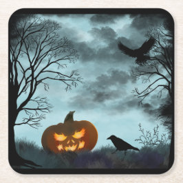 Halloween-pumpa och räv underlägg papper kvadrat