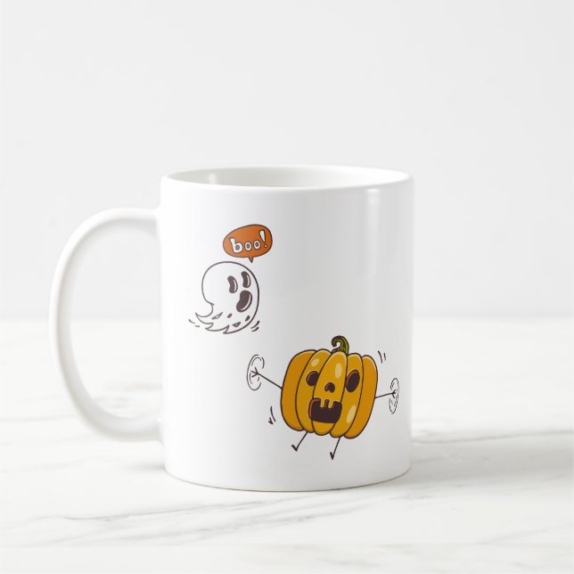 Halloween-pumpa och spökboo-mugg kaffemugg (Vänster)