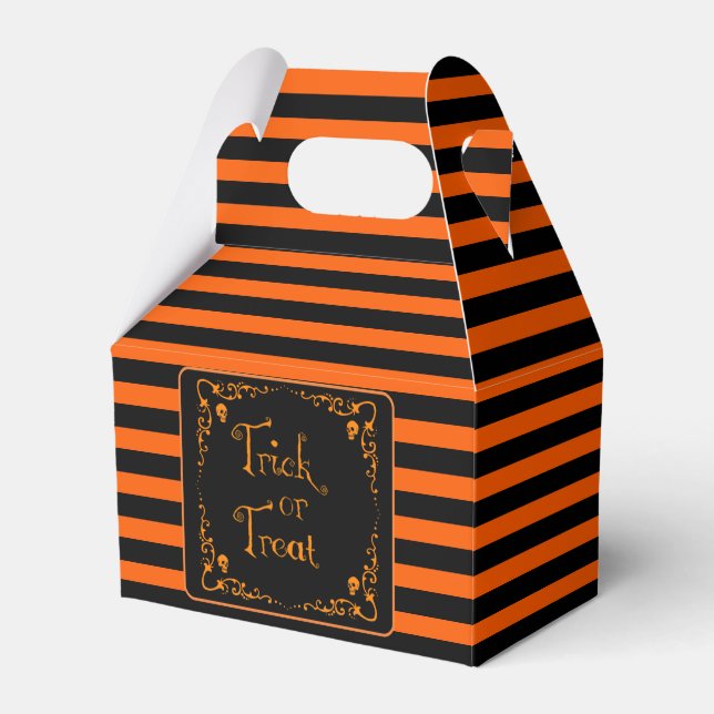 Halloween Pumpa Orange och Svart Bus eller Godis Presentaskar (Framsidan Sidan)