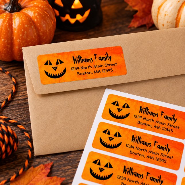 Halloween Pumpa Orange Returadress Etikett (Halloween Pumpkin Orange Return Address Label)