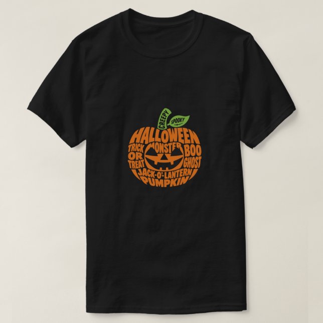 Halloween Pumpa Ord Konst T-Shirt  (Design framsida)