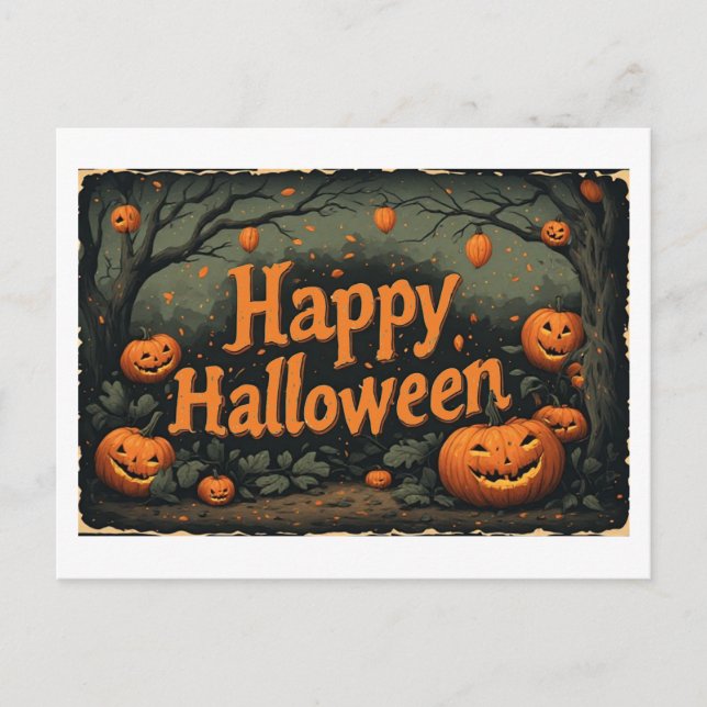Halloween pumpa på en helg vykort (Framsida)