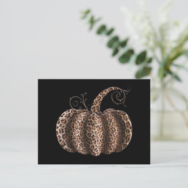 Halloween-pumpa Plaid Leopard Höst Tackgivelse  Vykort (Stående Fram)