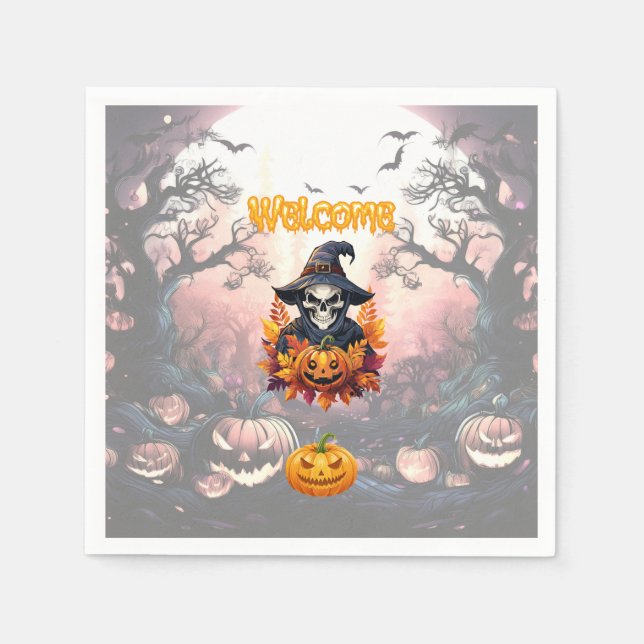 Halloween Pumpa Plock Pappersservett (Framsidan)