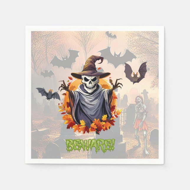 Halloween Pumpa Plock Pappersservett (Framsidan)