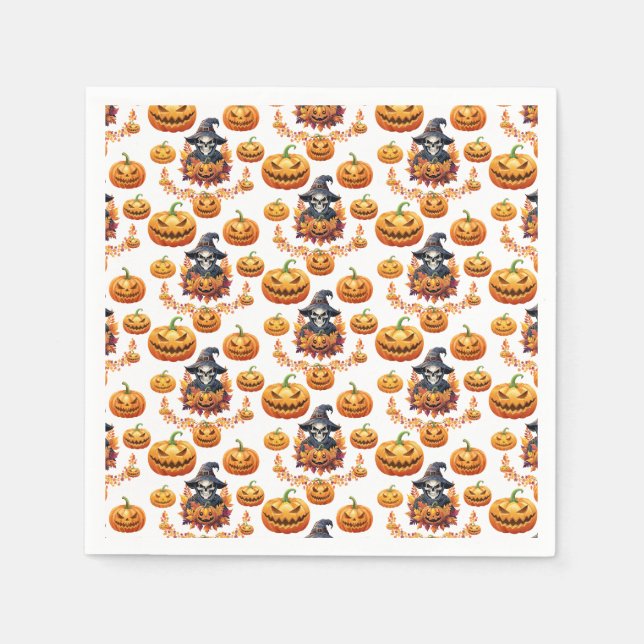 Halloween Pumpa Plock Pappersservett (Framsidan)