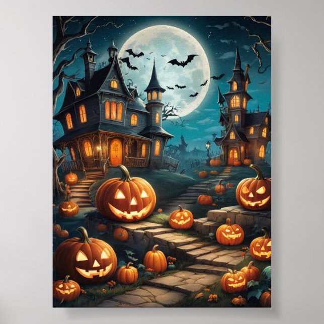 Halloween-pumpa poster tryckt digitalt (Framsidan)