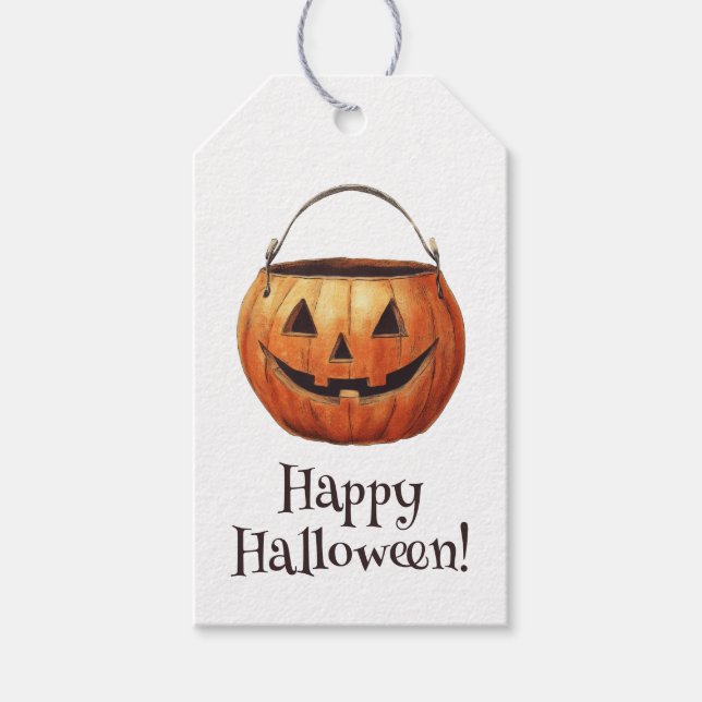 Halloween Pumpa Present Taggar Presentetikett (Framsidan)