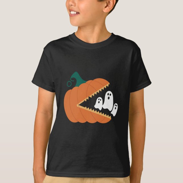 Halloween Pumpa Roliga Spöken Pojkar Barn  T Shirt (Framsida)