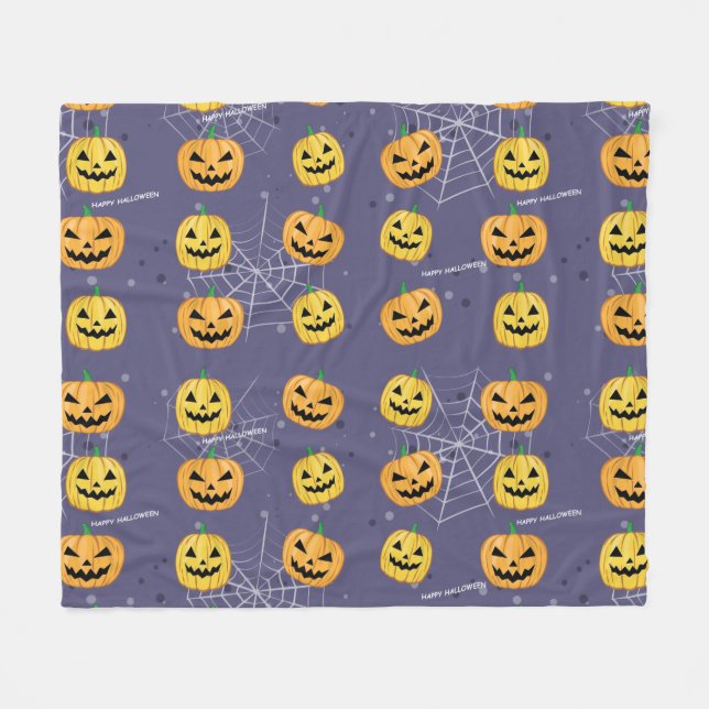 Halloween-pumpa - Roligt mönster  Fleecefilt (Framsidan (Horisontell))