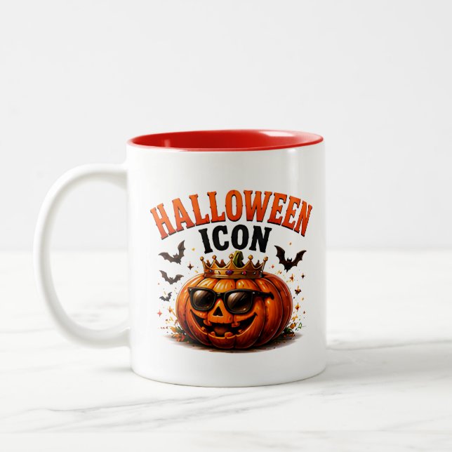 👑 Halloween-pumpa Roligt talesätt 🎃 Två-Tonad Mugg (Vänster)