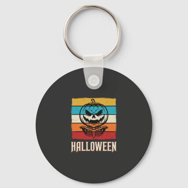 Halloween Pumpa Skalle Retro Vintage Nyckelring (Framsida)