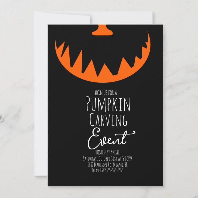 Halloween Pumpa Skär Fest Aktivitet Kuslig Inbjudningar (Framsida)