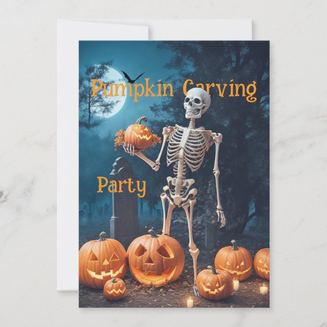 Halloween-pumpa skär fest inbjudan (Framsida)