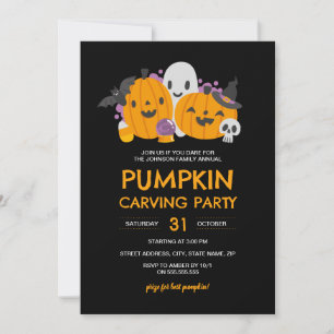 Halloween Pumpa Skärfest  Inbjudningar