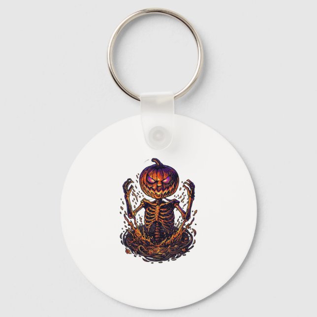 Halloween Pumpa Skelett Magisk Portal Eldar_1 Nyckelring (Framsida)