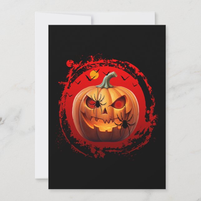 halloween-pumpa skrämmande spindlar fladdermöss inbjudningar (Framsida)