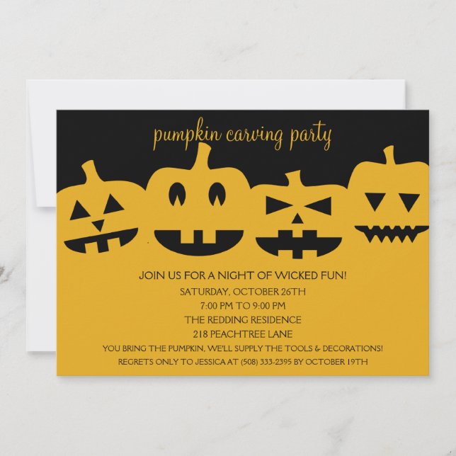 Halloween Pumpa Snidare Party Inbjudningar (Framsida)