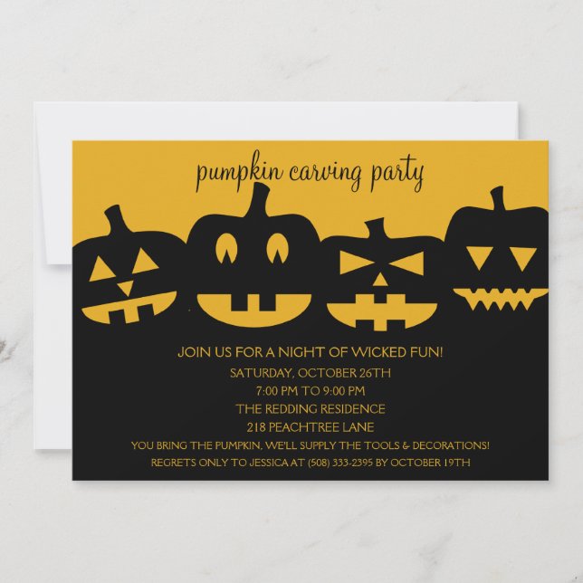 Halloween pumpa som snider partyinbjudningar inbjudningar (Framsida)