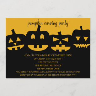 Halloween pumpa som snider partyinbjudningar inbjudningar