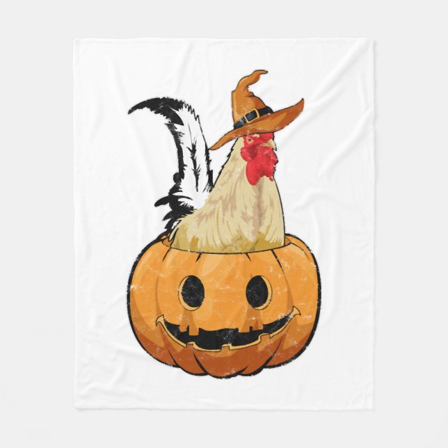 Halloween-pumpa Söt Häxa Kyckling Fleecefilt (Framsidan)
