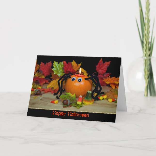 Halloween-pumpa Spindel Kort (Framsida)