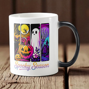 Halloween Pumpa Spök Popkonst Retro Svart Magisk Mugg