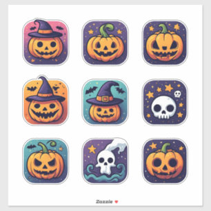 Halloween Pumpa Spöke Häxa Klistermärke Set 🎃 Klistermärken