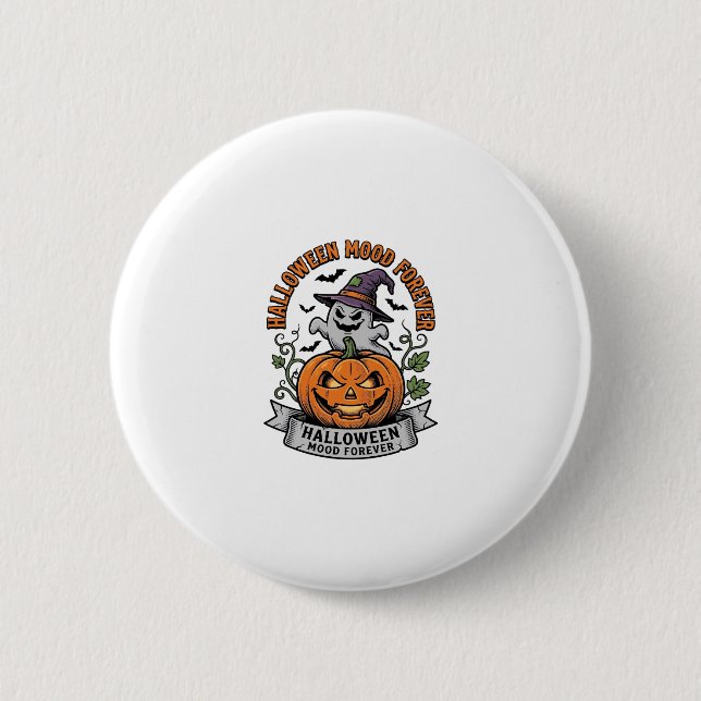 Halloween Pumpa Spöke Vintage Gravyr Tröja_1 Knapp (Framsida)