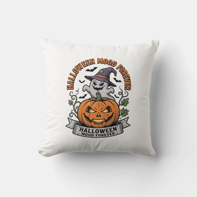 Halloween Pumpa Spöke Vintage Gravyr Tröja_1 Kudde (Framsida)