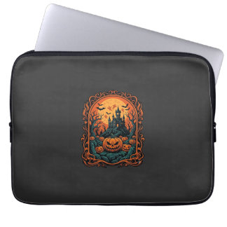 Halloween Pumpa Spökhus Fullmåne Fladdermöss Laptop Fodral